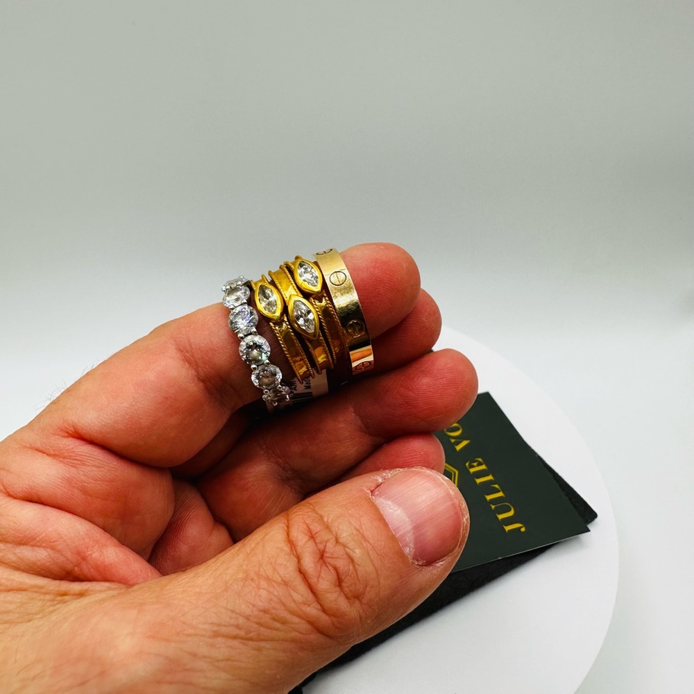 NWT Luxury Minimalist Authentic Julie Vos marquise cubic zirconia Ring Set - Picture 16 of 17